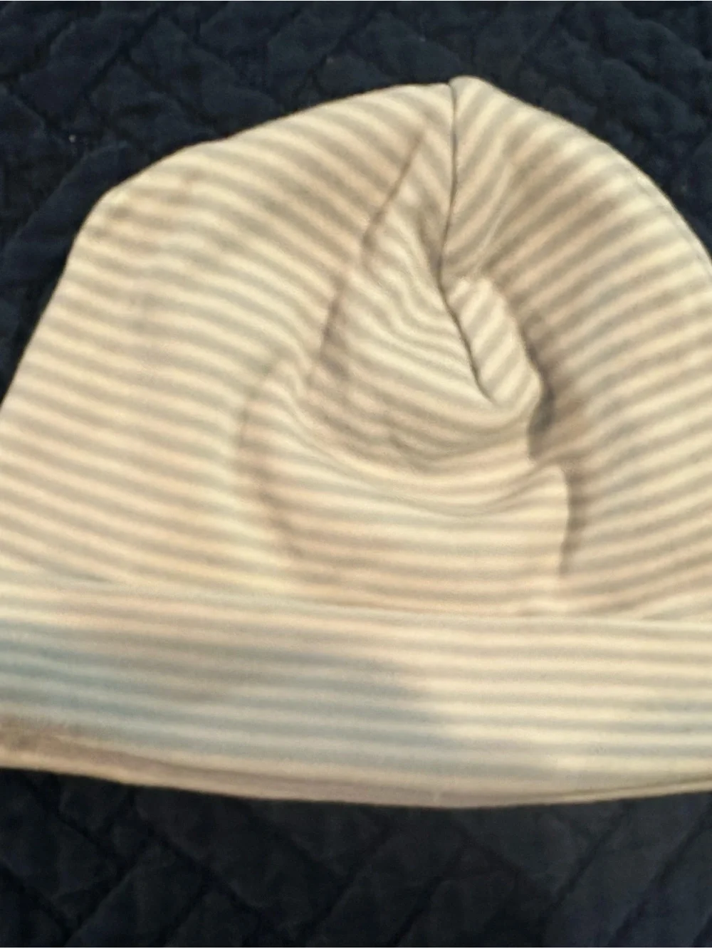 Kissy Kissy Light Blue & Cream Striped Infant Beanie Cotton Hat Size SM